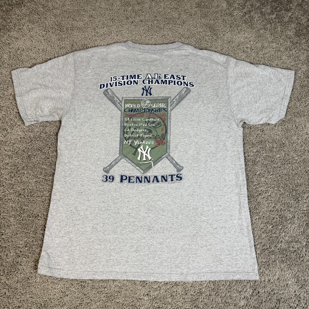 New York Yankees Shirt Mens L Gray MLB Baseball Genuine Merchandise 39 Pennants
